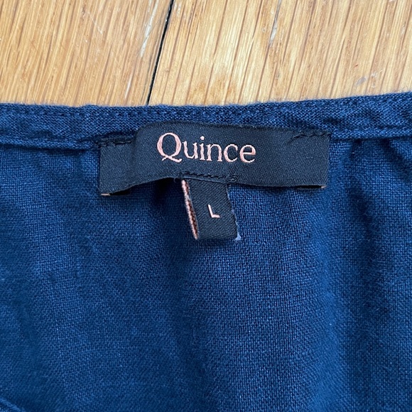 Quince Size Large 100% Linen Navy Blue Boxy Blouse Top Short Sleeved Shirt - Picture 6 of 11